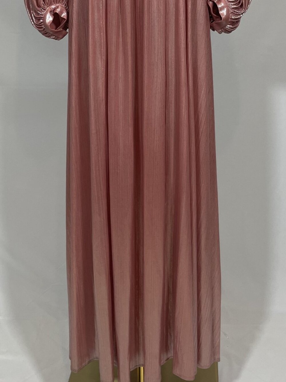 Bronx and Banco Zoe Pink Blush Metallic Lame Maxi Gown Evening Dress Size S - Picture 4 of 10